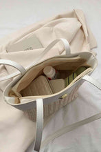Load image into Gallery viewer, Two-Tone Straw PU Tote Bag

