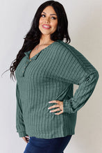 Load image into Gallery viewer, Basic Bae Full Size Ribbed Half Button Long Sleeve T-Shirt
