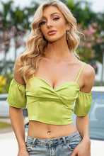 Load image into Gallery viewer, Twist Front Cold-Shoulder Cropped Top
