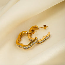 Load image into Gallery viewer, Stainless Steel Inlaid Zircon C-Hoop Earrings
