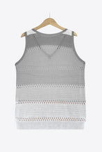 Load image into Gallery viewer, Striped Openwork V-Neck Knit Tank
