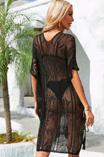 Load image into Gallery viewer, Side Slit Tassel Openwork Cover-Up Dress
