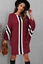 Load image into Gallery viewer, Ribbed Round Neck Long Sleeve Sweater Dress
