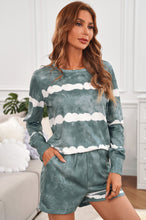 Load image into Gallery viewer, Tie-dyed Stripes Long Sleeve Shorts Lounge Set
