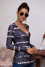 Load image into Gallery viewer, Tie-Dye Plunge Long Sleeve Top
