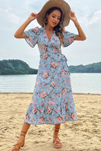 Load image into Gallery viewer, Floral Tie Waist Ruffle Hem Dress
