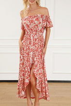 Load image into Gallery viewer, Smocked Off-Shoulder Ruffle Hem Dress

