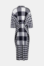 Load image into Gallery viewer, Plaid Accordion Pleated Tie Waist Collared Dress
