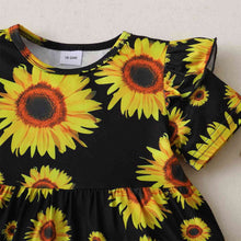 Load image into Gallery viewer, Sunflower Print Top and Distressed Denim Shorts Set
