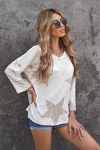 Load image into Gallery viewer, Star Print Waffle Knit Side Slit Top
