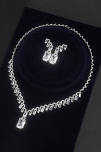 Load image into Gallery viewer, Platinum-Plated Cubic Zirconia Necklace and Drop Earrings Set
