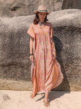 Load image into Gallery viewer, Printed Tie Neck Short Sleeve Dress
