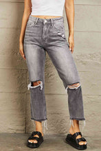 Load image into Gallery viewer, BAYEAS Stone Wash Distressed Cropped Straight Jeans
