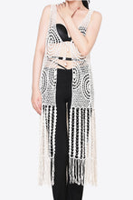 Load image into Gallery viewer, Tie Front Fringe Hem Sleeveless Cover Up
