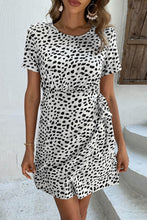 Load image into Gallery viewer, Animal Print Belted Keyhole Round Neck Dress
