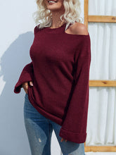 Load image into Gallery viewer, Rib-Knit Cutout Flare Sleeve Sweater
