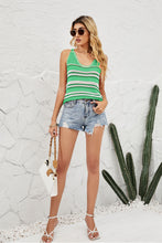 Load image into Gallery viewer, Striped Eyelet Sleeveless Knit Top
