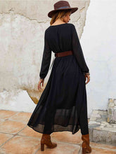 Load image into Gallery viewer, Flower Tie Neck Balloon Sleeve Dress
