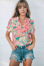 Load image into Gallery viewer, Floral Notched Neck Short Sleeve Top
