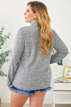 Load image into Gallery viewer, Gray Heathered Turn-down Zip Collar Plus Size Sweatshirt
