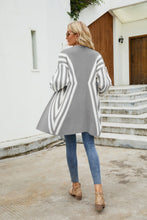 Load image into Gallery viewer, Two-Tone Open Front Fuzzy Longline Cardigan
