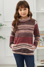 Load image into Gallery viewer, Girls Striped Cowl Neck Top with Pockets
