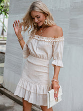 Load image into Gallery viewer, Frill Trim Off-Shoulder Layered Mini Dress
