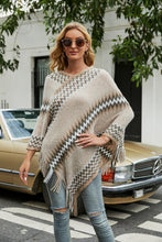 Load image into Gallery viewer, Fringe Hem Striped Cape Sleeve Poncho
