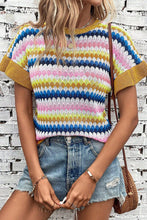 Load image into Gallery viewer, Striped Round Neck Short Sleeve Sweater
