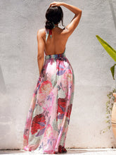 Load image into Gallery viewer, Floral Halter Neck Backless Split Dress
