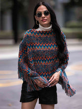 Load image into Gallery viewer, Fringe Hem Boat Neck Poncho
