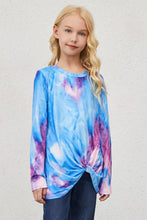 Load image into Gallery viewer, Girls Tie-Dye Twist Front Long Sleeve Top
