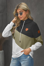 Load image into Gallery viewer, Full Size Range Color Block Cowl Neck Hoodie
