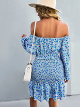 Load image into Gallery viewer, Floral Smocked Off-Shoulder Ruffled Dress
