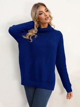 Load image into Gallery viewer, Slit Turtleneck Dropped Shoulder Sweater
