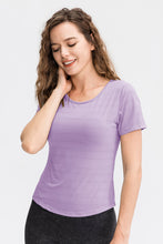 Load image into Gallery viewer, Breathable Cutout Curved Hem Tee Shirt
