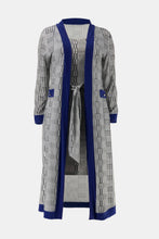 Load image into Gallery viewer, Plus Size Plaid Belted Sleeveless Dress and Contrast Duster Kimono Set
