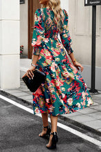 Load image into Gallery viewer, Printed Smocked Lantern Sleeve Ruffled Dress
