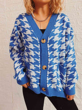 Load image into Gallery viewer, Houndstooth Botton Front  Cardigan with Pockets
