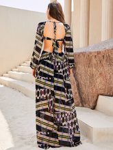Load image into Gallery viewer, Printed Cutout Tie-Back Plunge Dress
