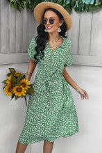 Load image into Gallery viewer, Ditsy Floral Tie-Waist Half Button Dress
