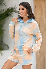 Load image into Gallery viewer, Tie-Dye Drawstring Hoodie and Shorts Set
