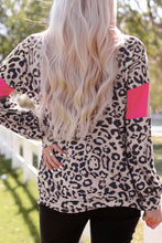 Load image into Gallery viewer, Leopard Print Color Block Long-Sleeve Top
