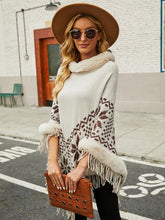 Load image into Gallery viewer, Fringe Geometric Cape Sleeve Poncho
