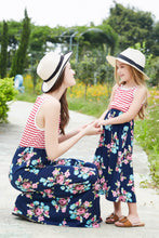 Load image into Gallery viewer, Girls Striped Floral Sleeveless Dress
