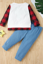 Load image into Gallery viewer, Girls Plaid Sleeve Top and Pants Set
