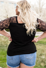 Load image into Gallery viewer, Plus Size Lace Short Sleeve V-Neck Tee
