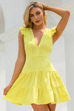 Load image into Gallery viewer, Tie-Back Tiered Plunge Mini Dress
