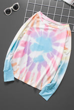 Load image into Gallery viewer, Tie-Dye Boat Neck Batwing Sleeve Tee
