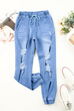 Load image into Gallery viewer, Distressed Denim Pocketed Joggers
